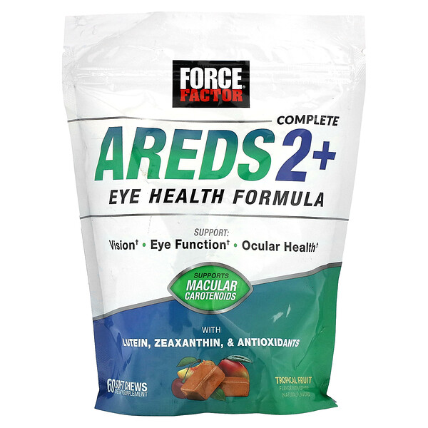 Полная формула AREDS2 + Eye Health, тропические фрукты, 60 мягких жевательных конфет Force Factor
