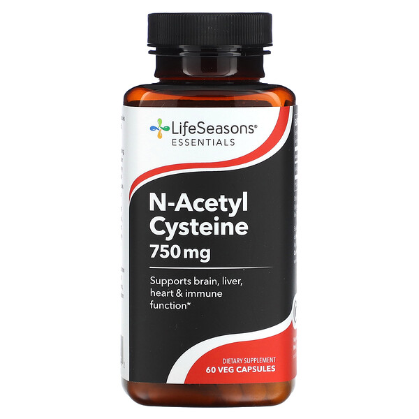 N-Ацетилцистеин - 750 мг - 60 вегетарианских капсул - LifeSeasons LifeSeasons