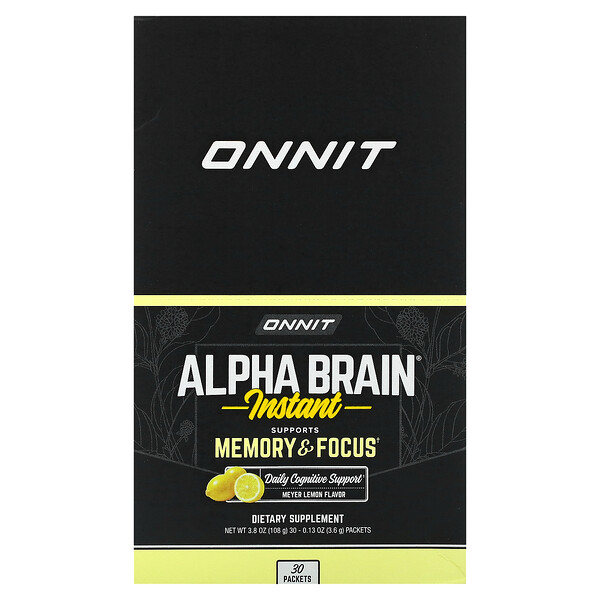 Alpha Brain Instant, Memory & Focus, лимон Мейера, 30 пакетов по 0,13 унции (3,6 г) каждый Onnit