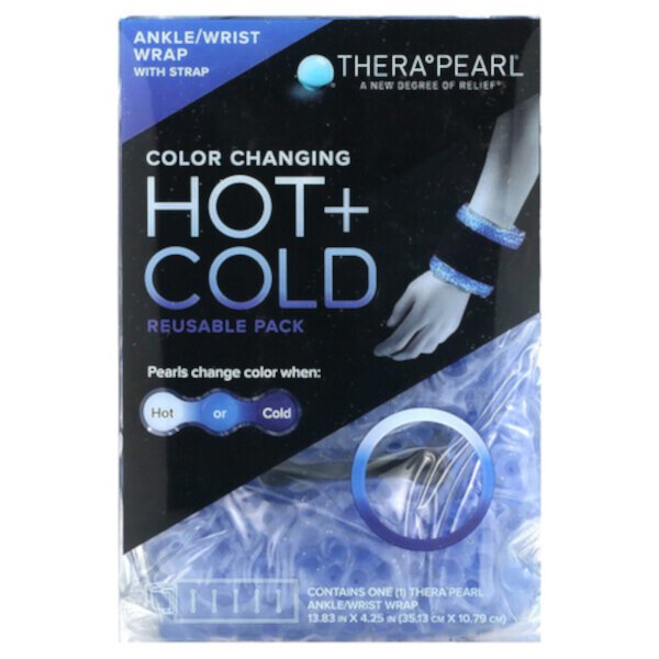 Color Changing Hot + Cold Reusable Pack, Ankle/Wrist Wrap with Strap , 1 Count TheraPearl