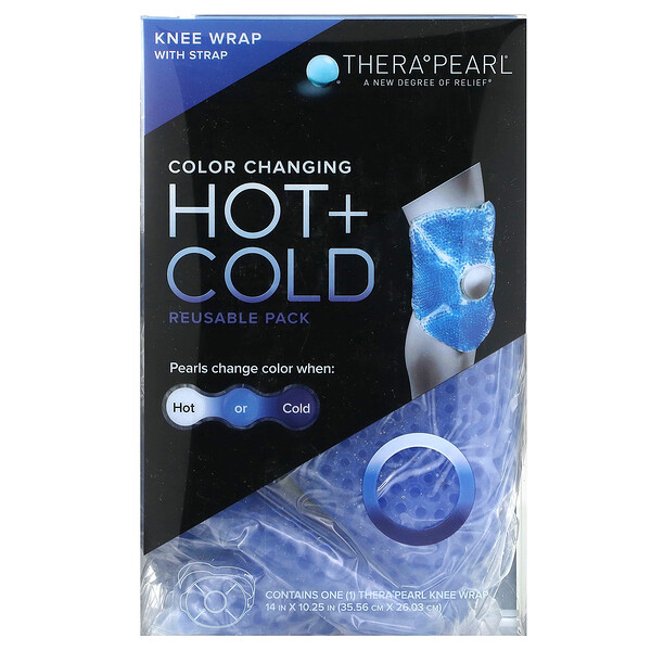 Color Changing Hot + Cold Reusable Pack, Thera Pearl Knee with Strap, 1 Wrap TheraPearl