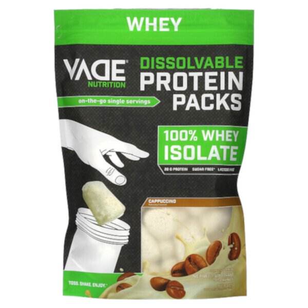 Пакеты растворимых протеинов, 100 % сывороточный изолят, капучино, 1,6 фунта (744 г) Vade Nutrition