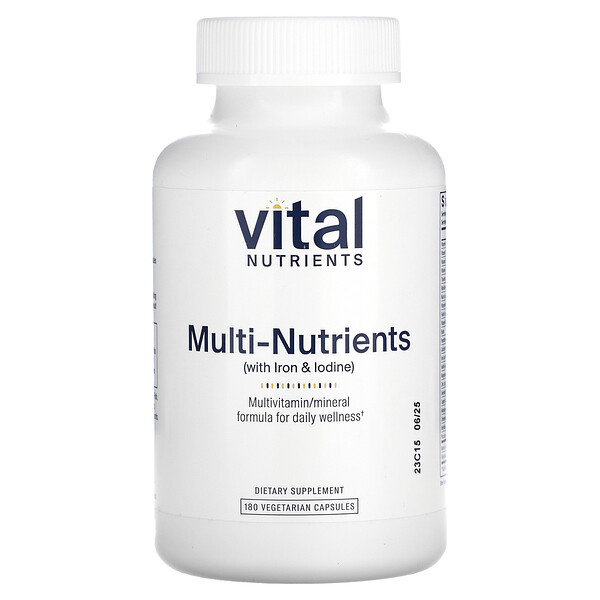 Multi-Nutrients (with Iron & Iodine), 180 Vegetarian Capsules (Вегетарианские капсулы) Vital Nutrients