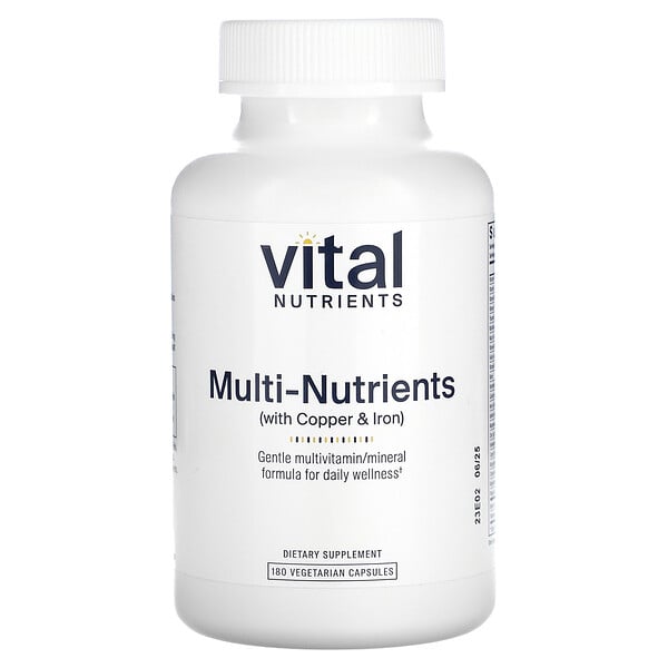 Multi-Nutrients (with Copper & Iron), 180 Vegetarian Capsules (Вегетарианские капсулы) Vital Nutrients