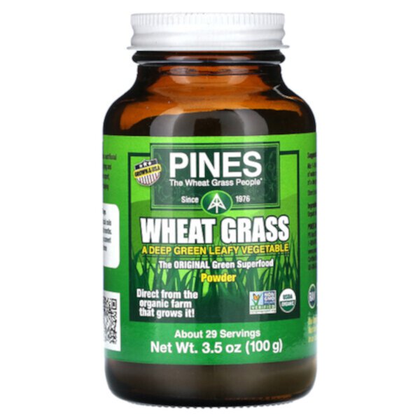 Трава пшеницы, порошок, 3,5 унции (100 г) Pines International