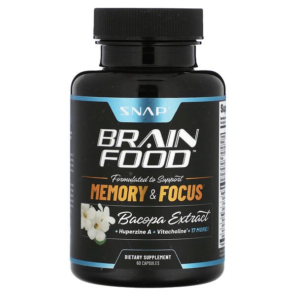 Brain Food, Экстракт бакопы, 60 капсул Snap Supplements