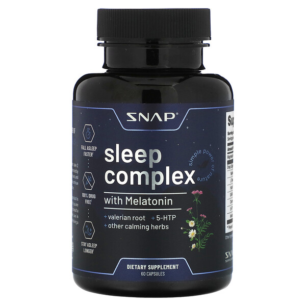 Комплекс для сна с мелатонином, 60 капсул Snap Supplements