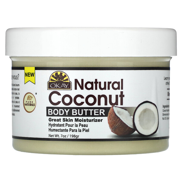 Натуральное кокосовое масло для тела, 7 унций (198 г) Okay Pure Naturals