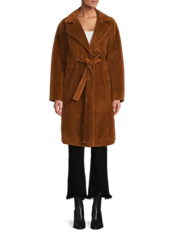 Длинное пальто в рубчик с поясом Sonia Rykiel