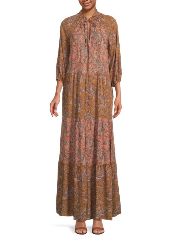 Многоярусное платье макси с принтом пейсли RENEE C