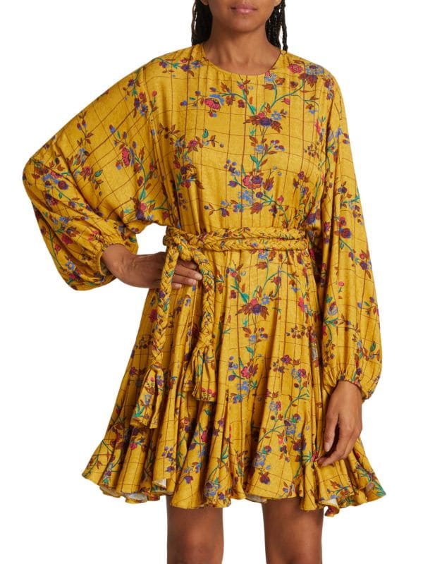 Платье Ella со сборками и цветочным принтом Rhode
