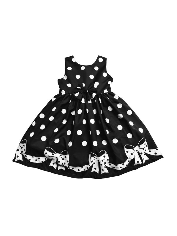 Платье с бантом и принтом в горошек для маленьких девочек, маленьких девочек и девочек Joe-Ella
