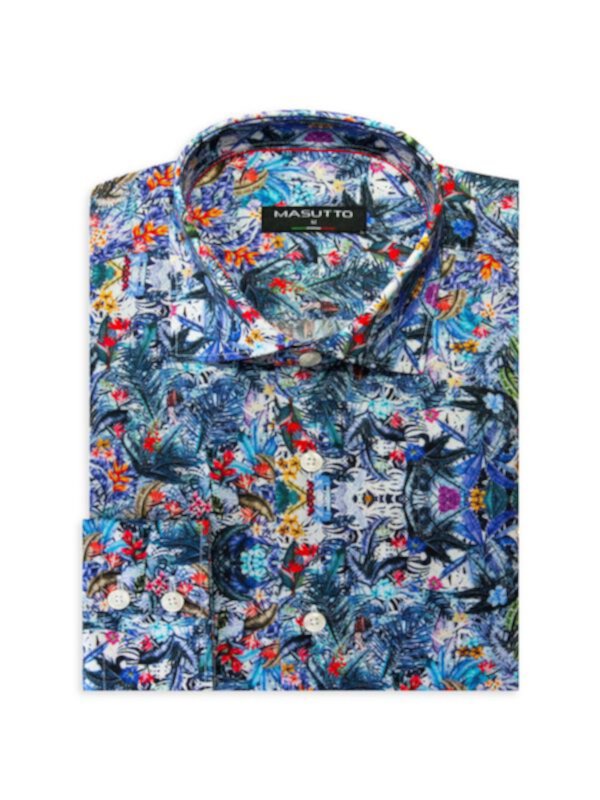 Классическая рубашка Maldini с тропическим цветочным принтом Masutto