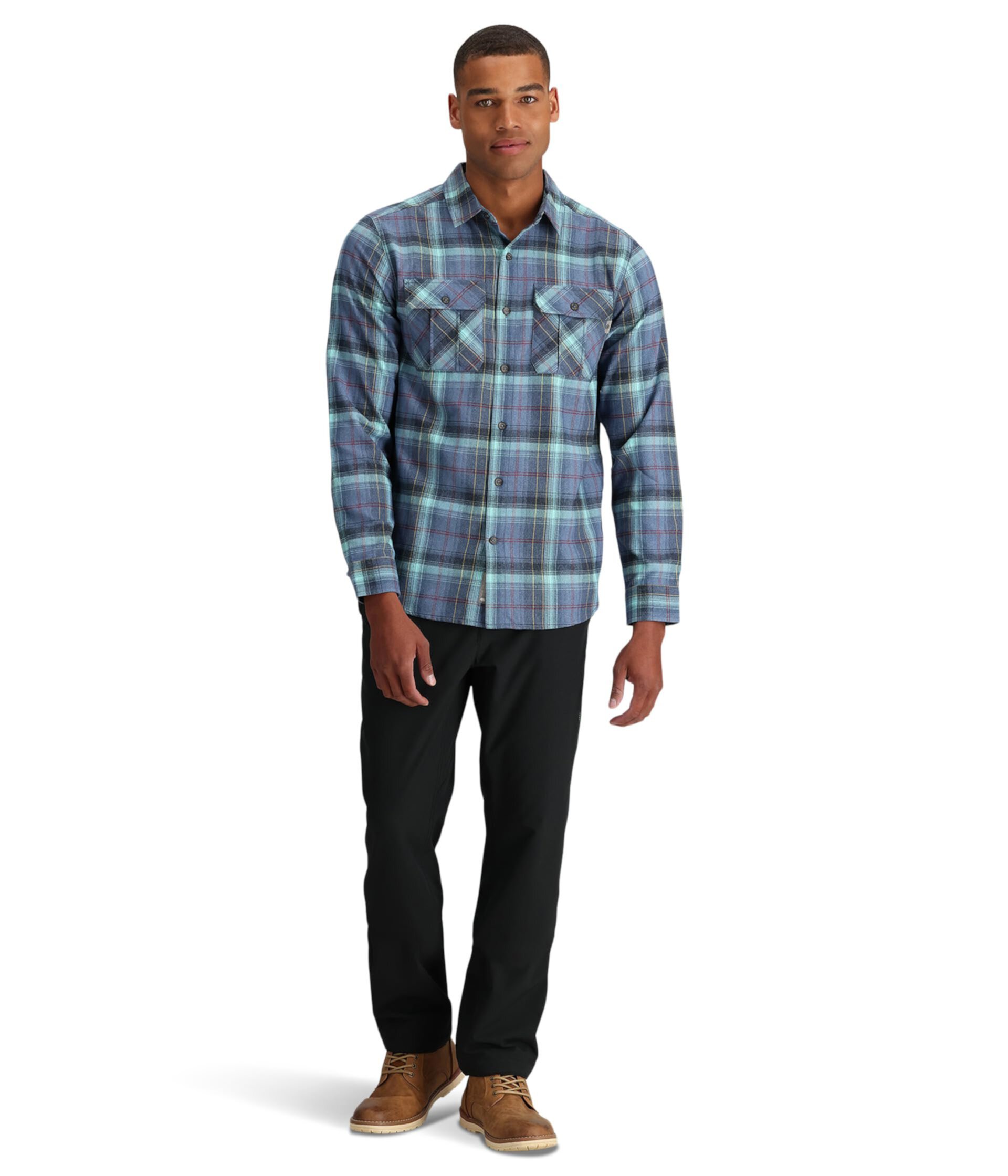 Мужская Повседневная рубашка Royal Robbins Lost Coast Flannel Plaid Long Sleeve Royal Robbins