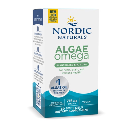 Algae Omega Plant -Based Vegan Omega-3S -- 715 mg - 60 Softgels (Мягкие капсулы) Nordic Naturals