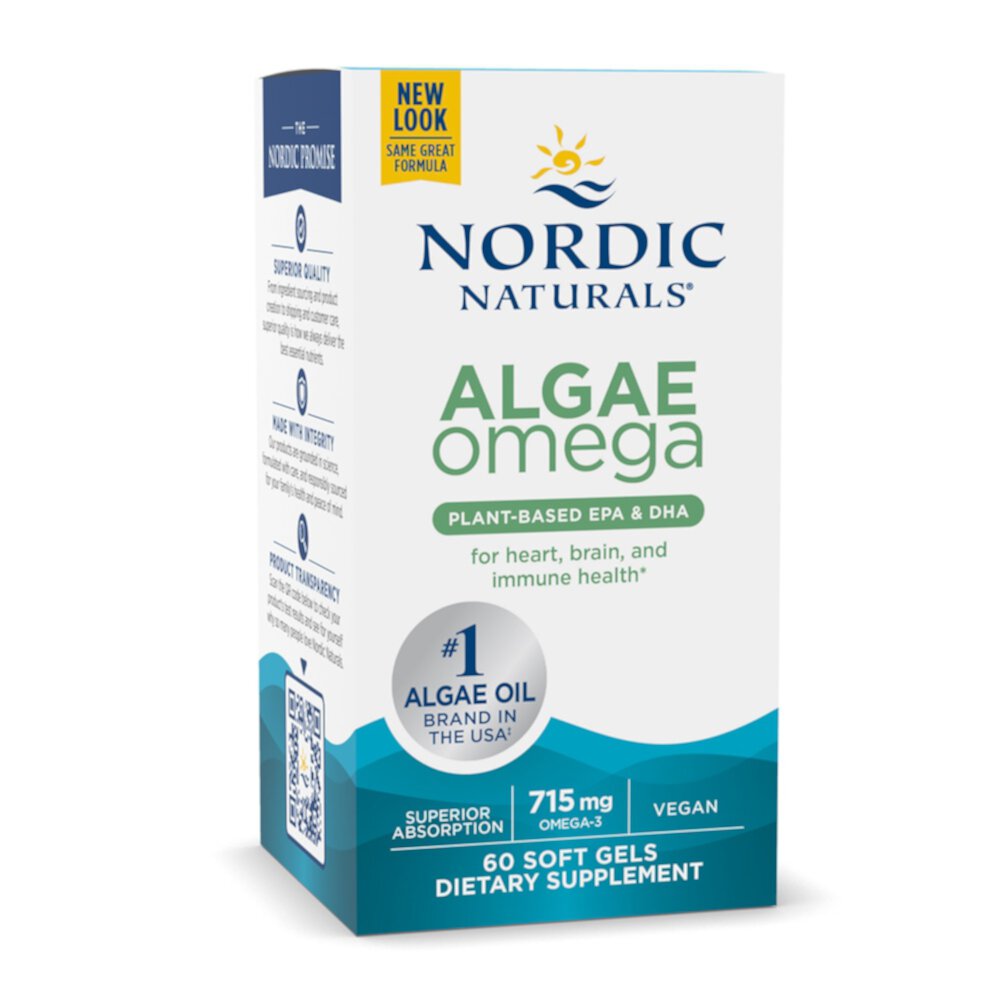 Омега-3S на растительной основе из водорослей, веганские омега-3S — 715 мг — 60 мягких таблеток Nordic Naturals