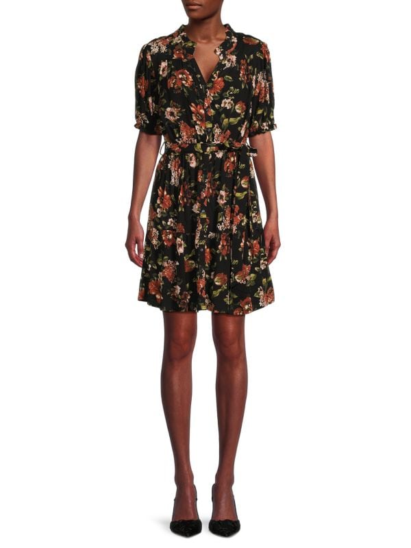 Мини-платье-рубашка с цветочным принтом Bobeau