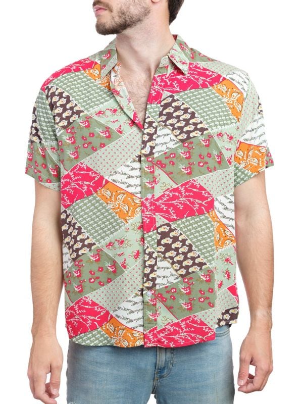 Рубашка с короткими рукавами и комбинированным принтом Saryans Saryans Arthur