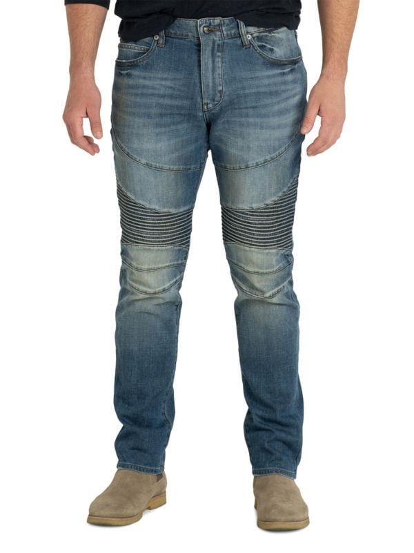 Потертые узкие байкерские джинсы Stitch's Jeans