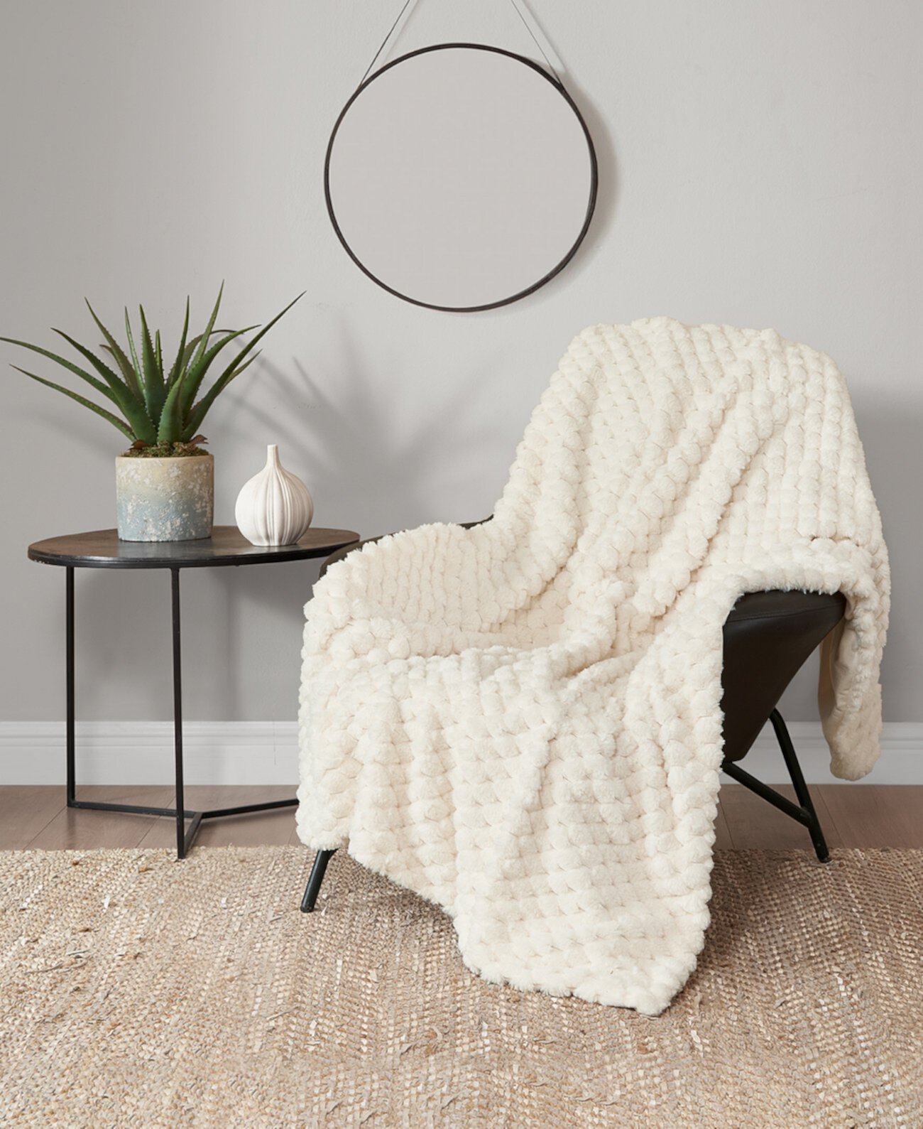 Pineapple Faux Fur Throw Blanket, 50" x 70" Lucky Brand