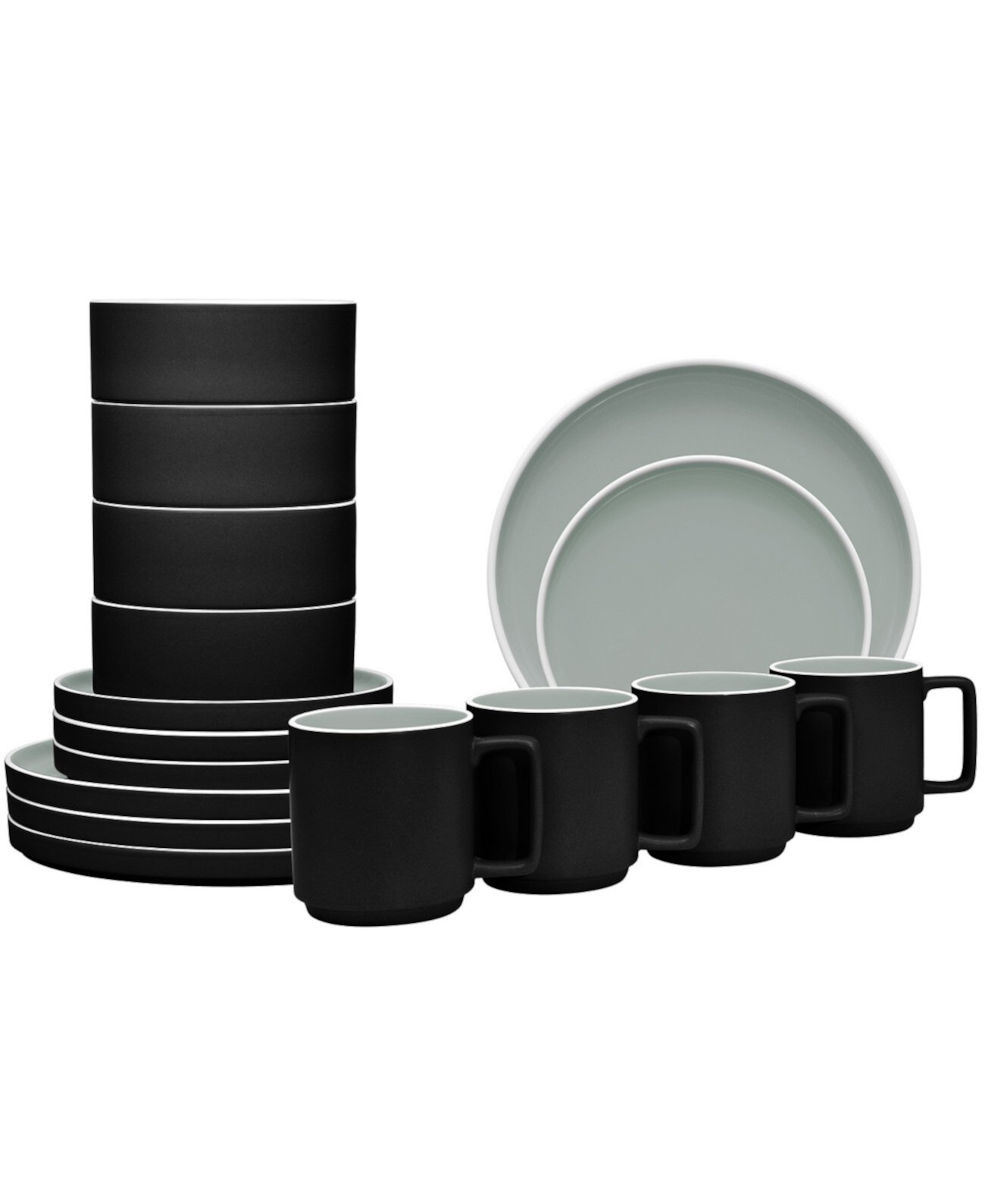 Набор столовой посуды ColorTrio Stax, 16 предметов, сервиз на 4 персоны Noritake