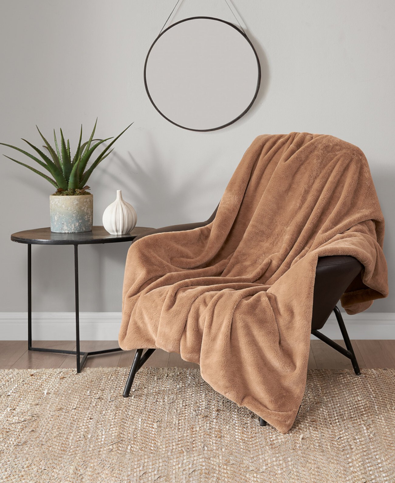 Solid Mink Faux Fur Throw Blanket, 50" x 70" Lucky Brand