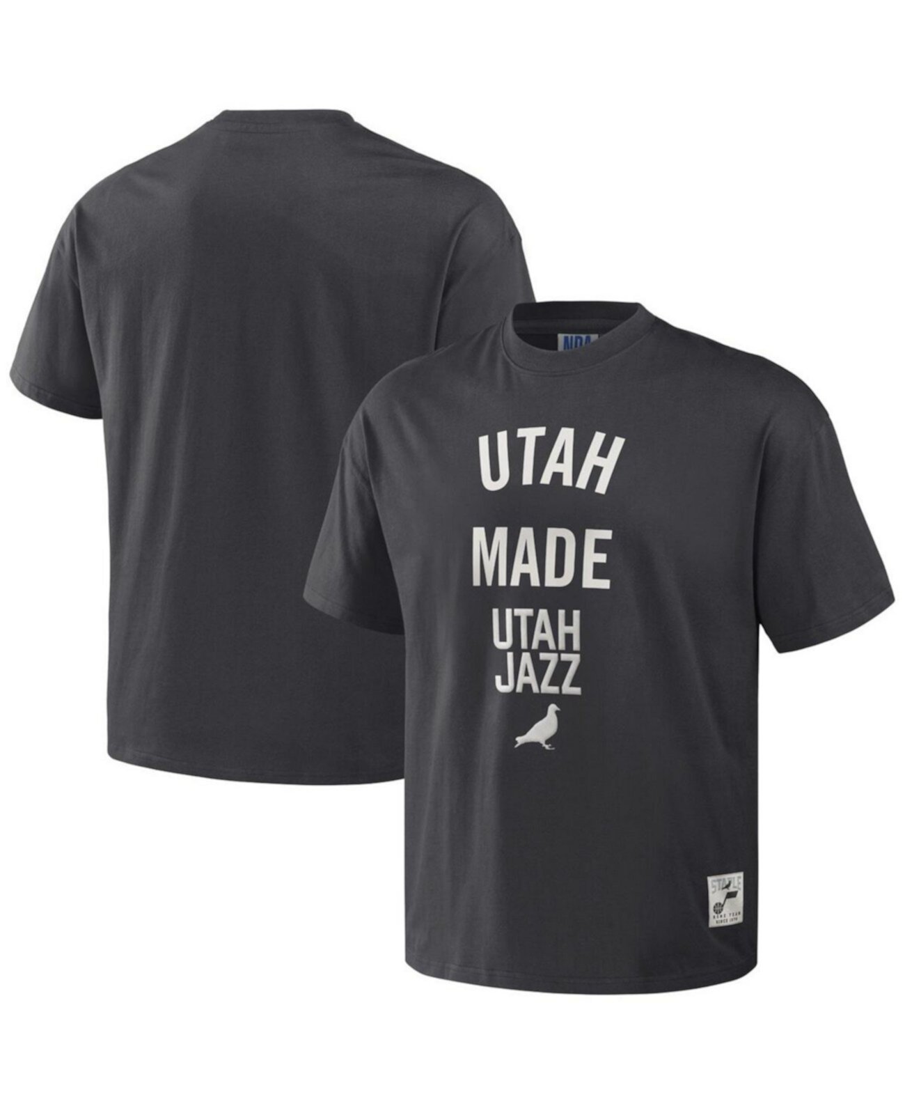 Футболка мужская NBA x Anthracite Utah Jazz из плотного хлопка с вышивкой логотипа Staple