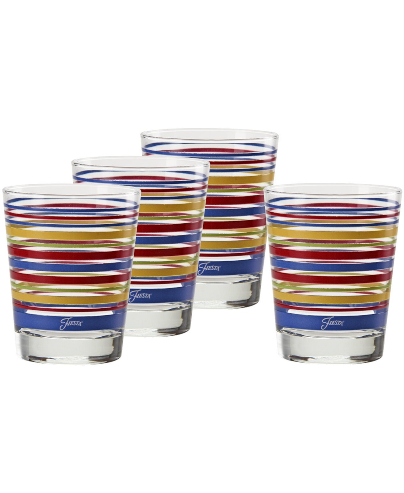 Bright Stripes 15-Ounce Tapered Double Old Fashioned (DOF) Glass, Set of 4 FIESTA