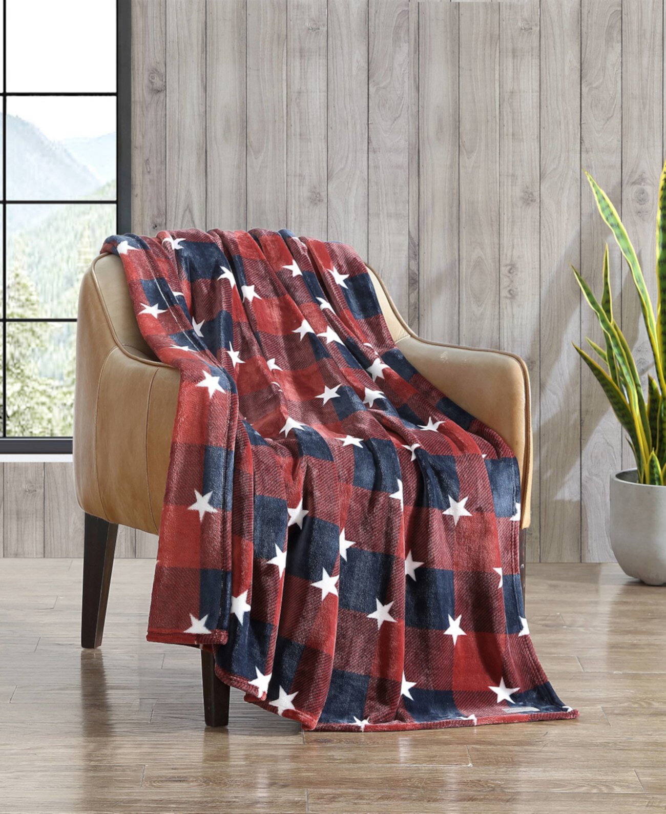 Americana Plaid Ultra Soft Plush Fleece Throw, 70 x 50 Eddie Bauer