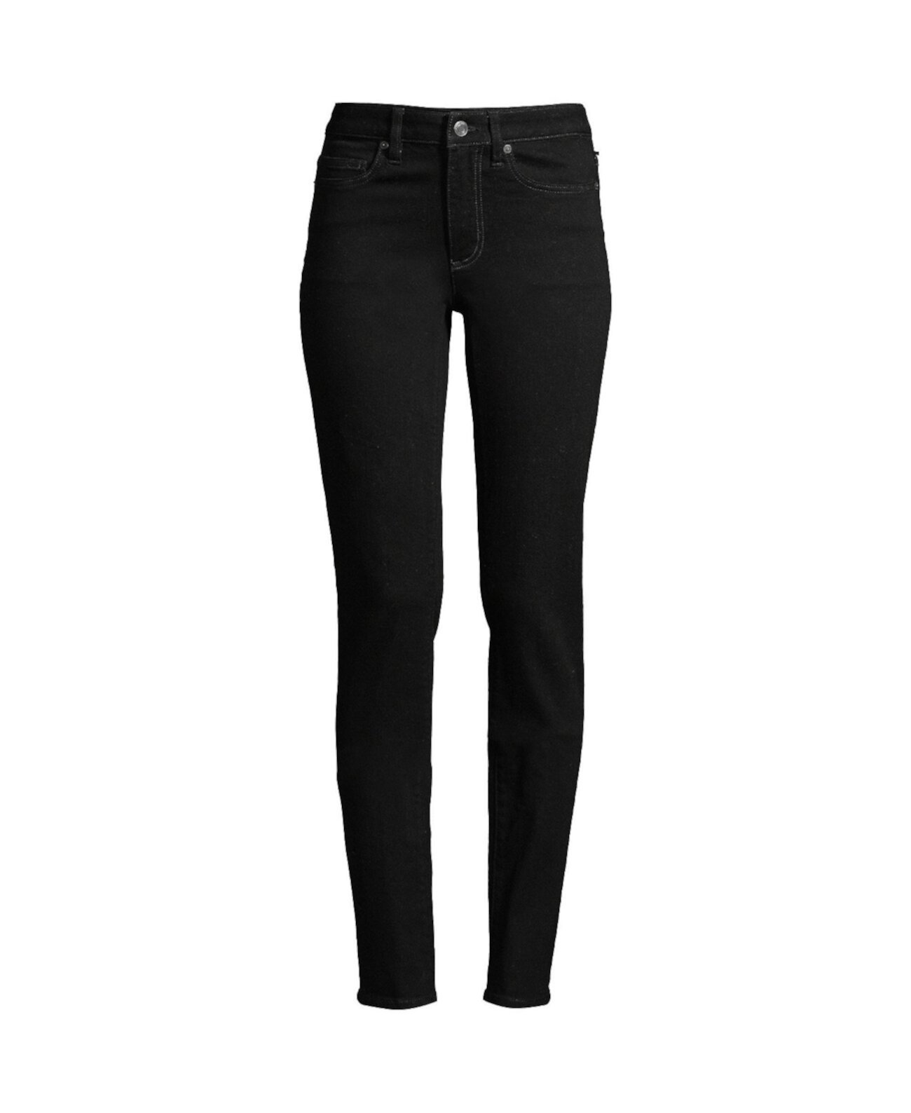 Women's Petite Mid Rise Straight Leg Jeans - Black Lands' End