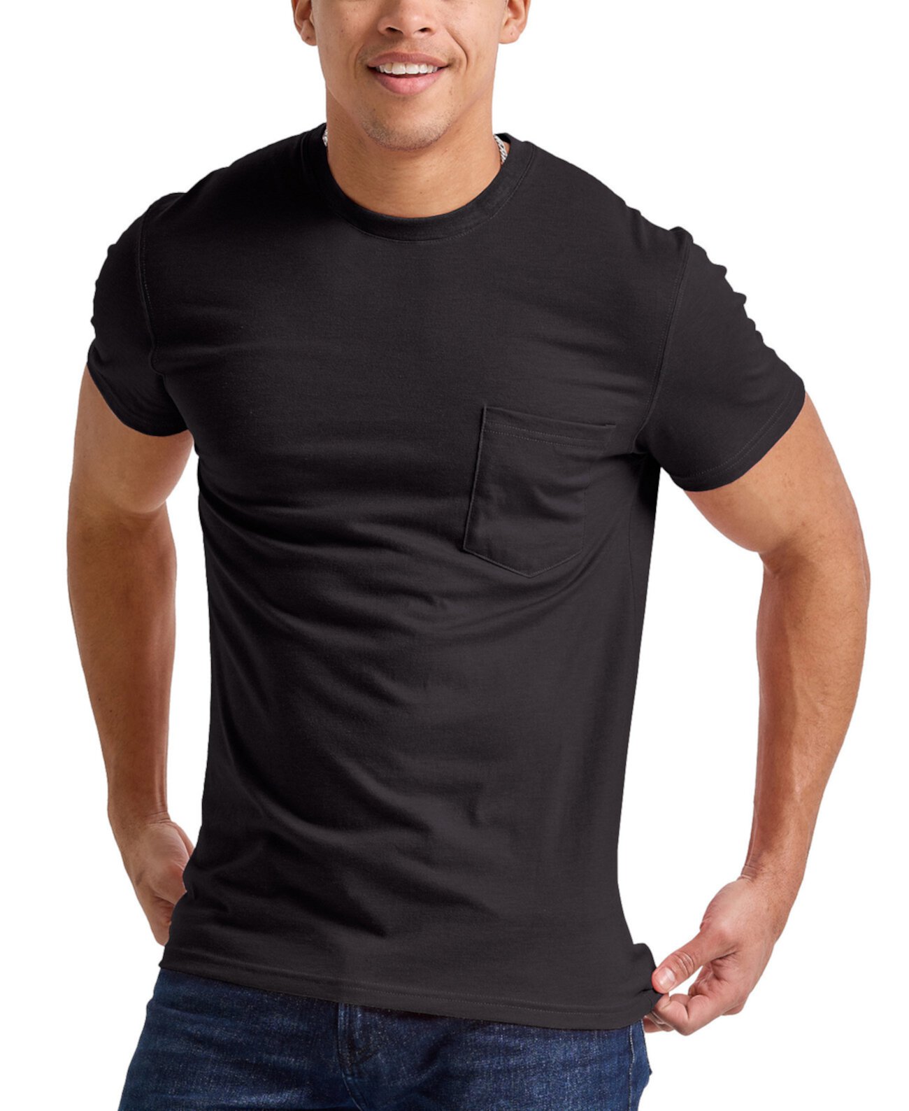 Мужская футболка Originals Tri-Blend с короткими рукавами и карманами Hanes