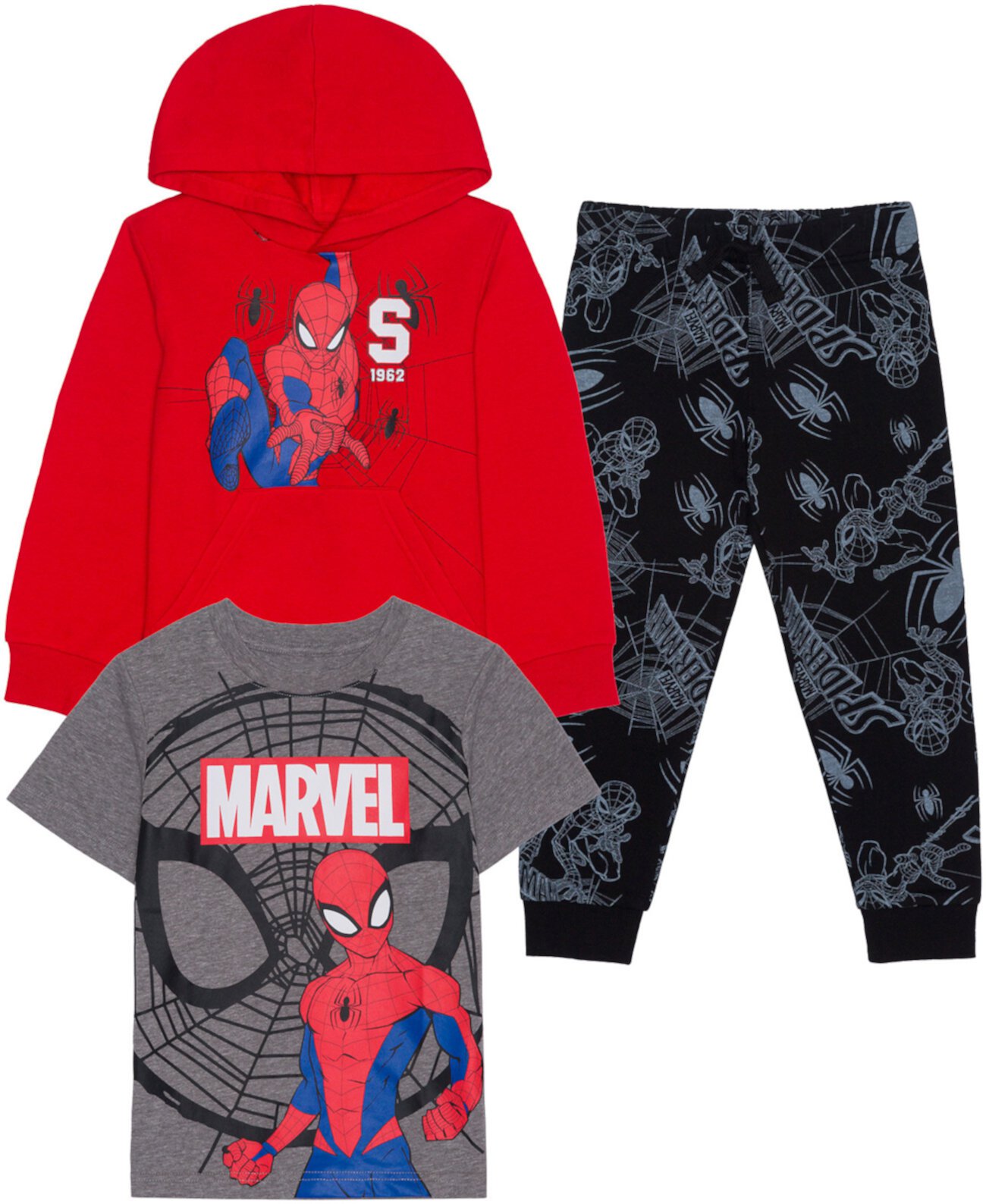 Толстовка, футболка и джоггеры с изображением Человека-паука для маленьких мальчиков, комплект из 3 предметов Hybrid