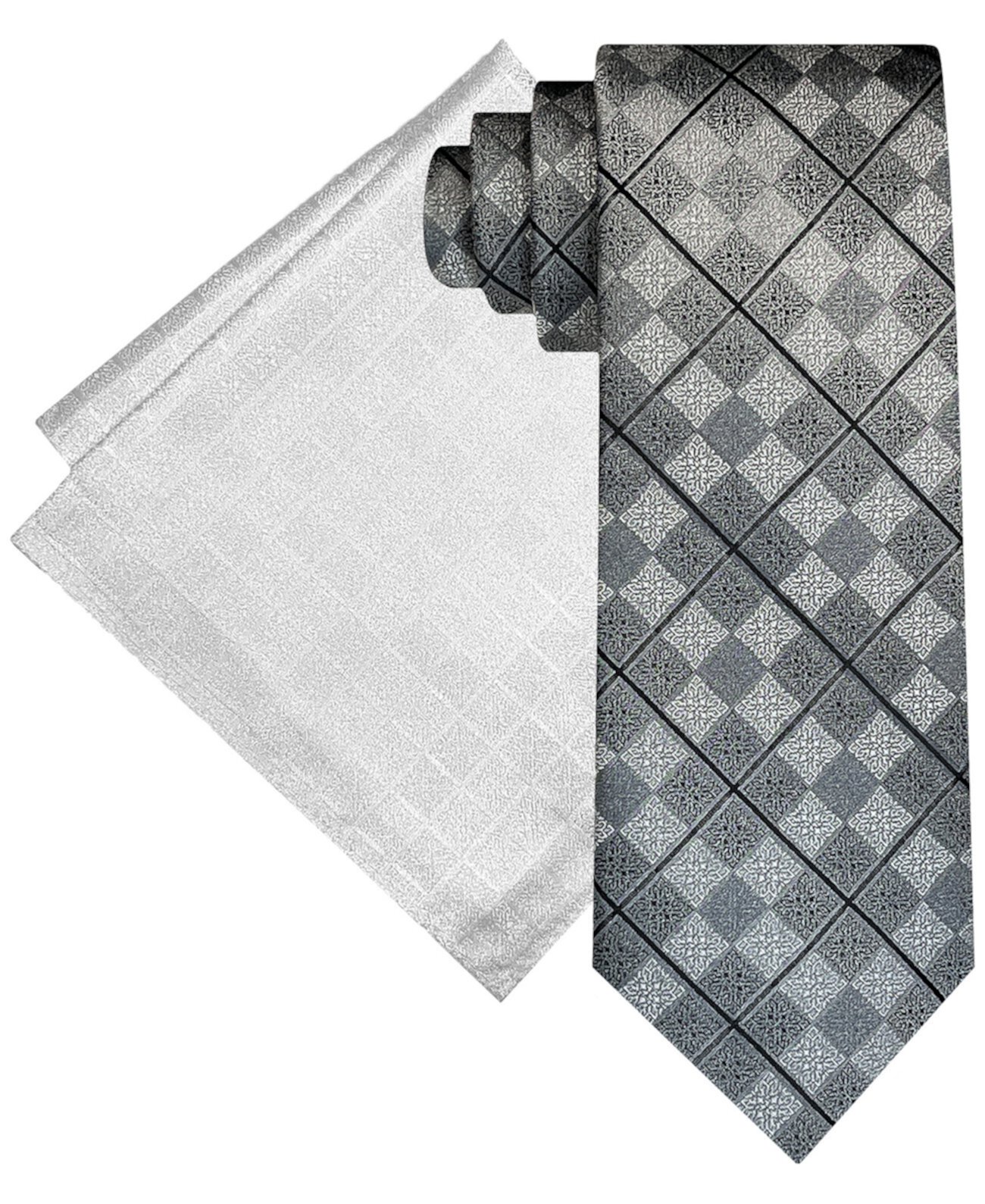 Мужской комплект с галстуком и нагрудным платком с орнаментом в сетку Steve Harvey
