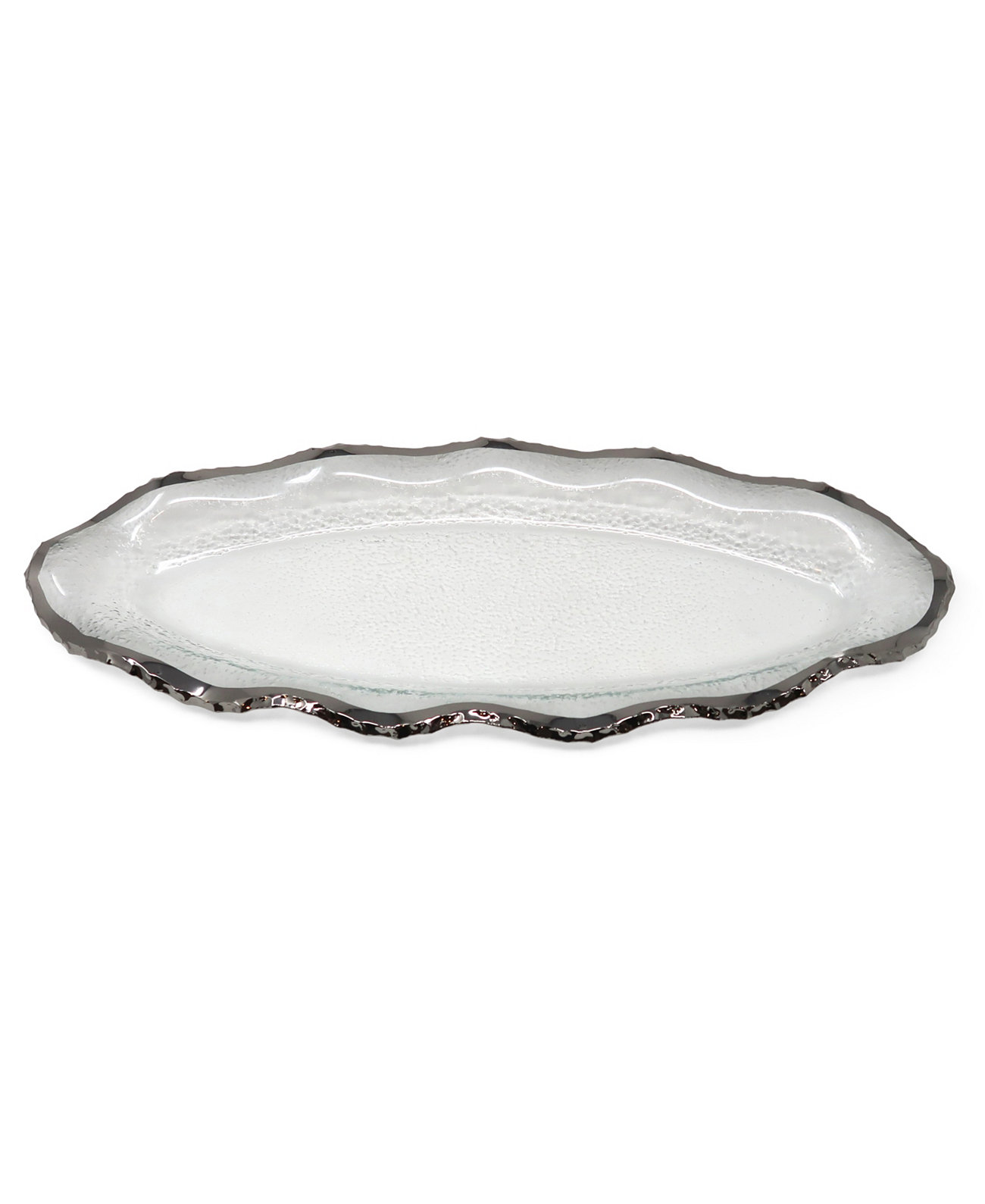 Стеклянная тарелка с серебристой зубчатой каймой, длина 18 дюймов Classic Touch
