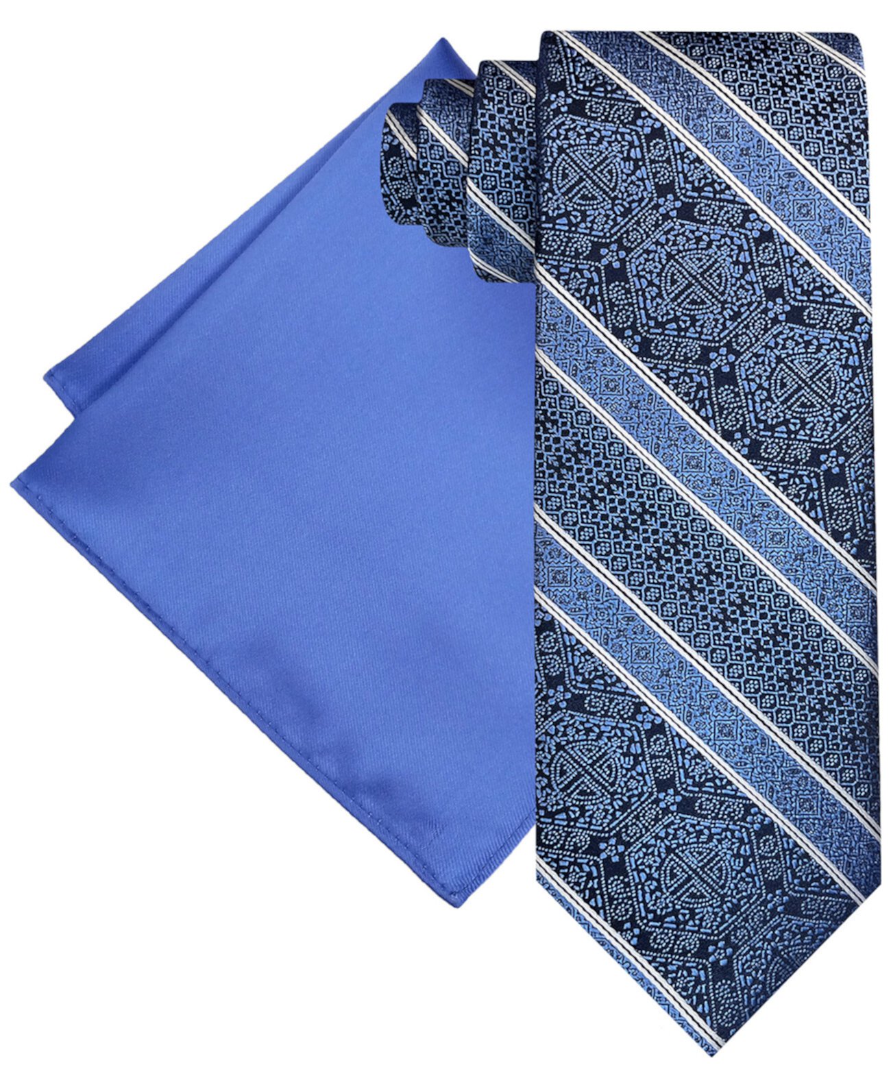 Мужской удлиненный комплект с галстуком в полоску и нагрудным платком в гобеленовую полоску Steve Harvey