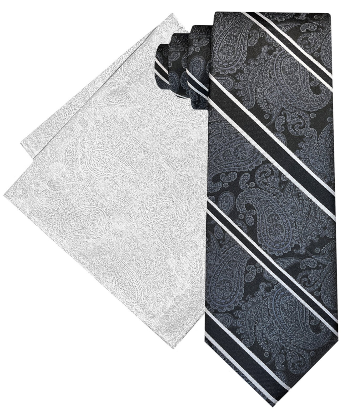 Мужской комплект с удлиненным галстуком и нагрудным платком в полоску с узором пейсли Steve Harvey