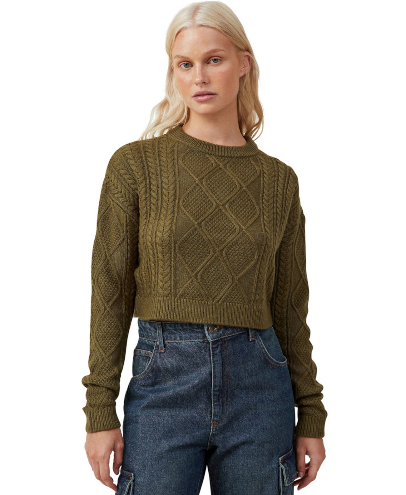 Женский ультраукороченный пуловер с косами COTTON ON