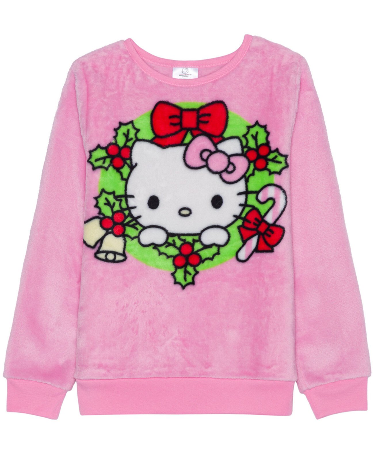 Плюшевый пуловер с длинными рукавами и венком для больших девочек-подростков Hello Kitty