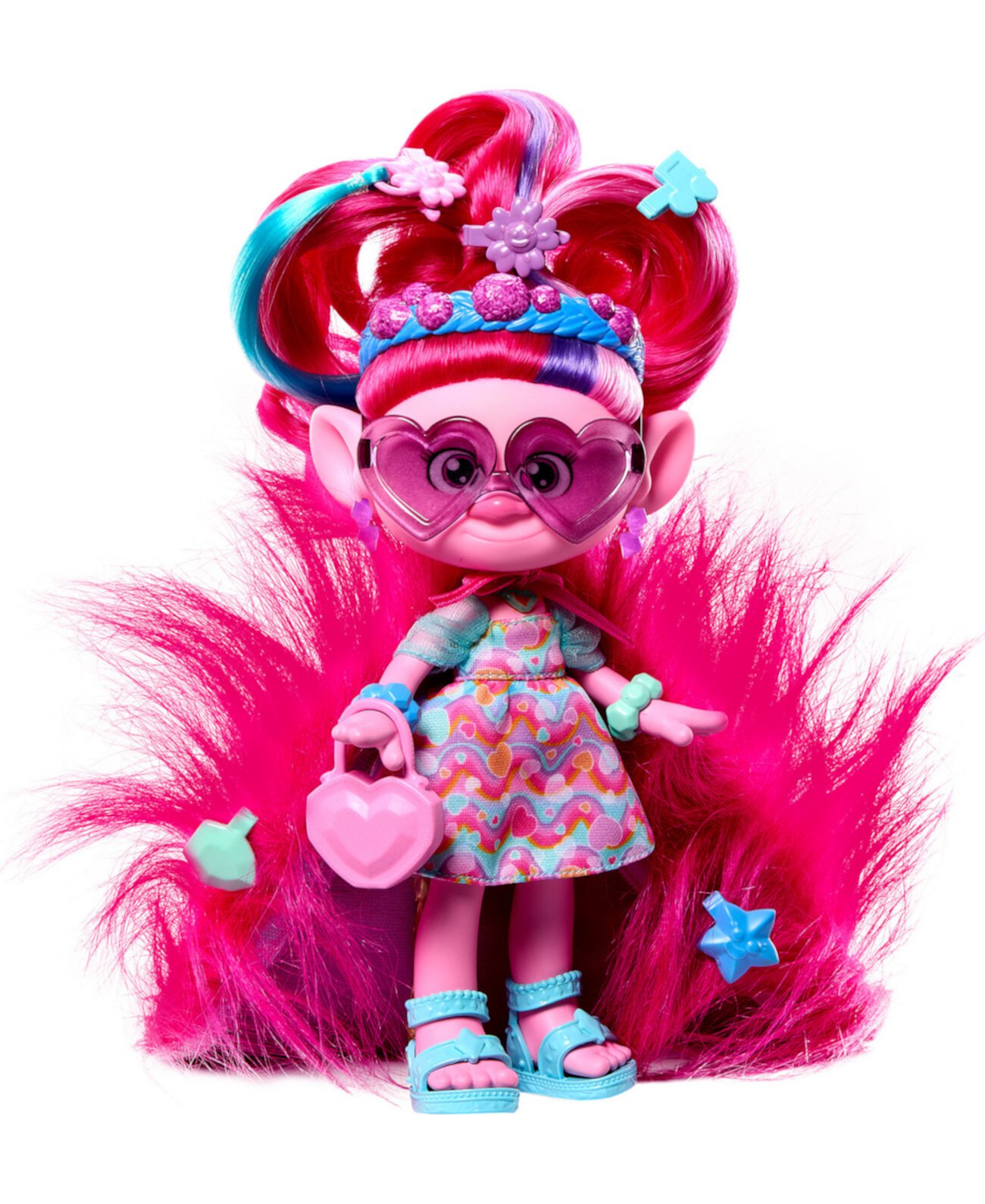DreamWorks Band Together Hairsational представляет более 10 аксессуаров для куклы Queen Poppy Trolls