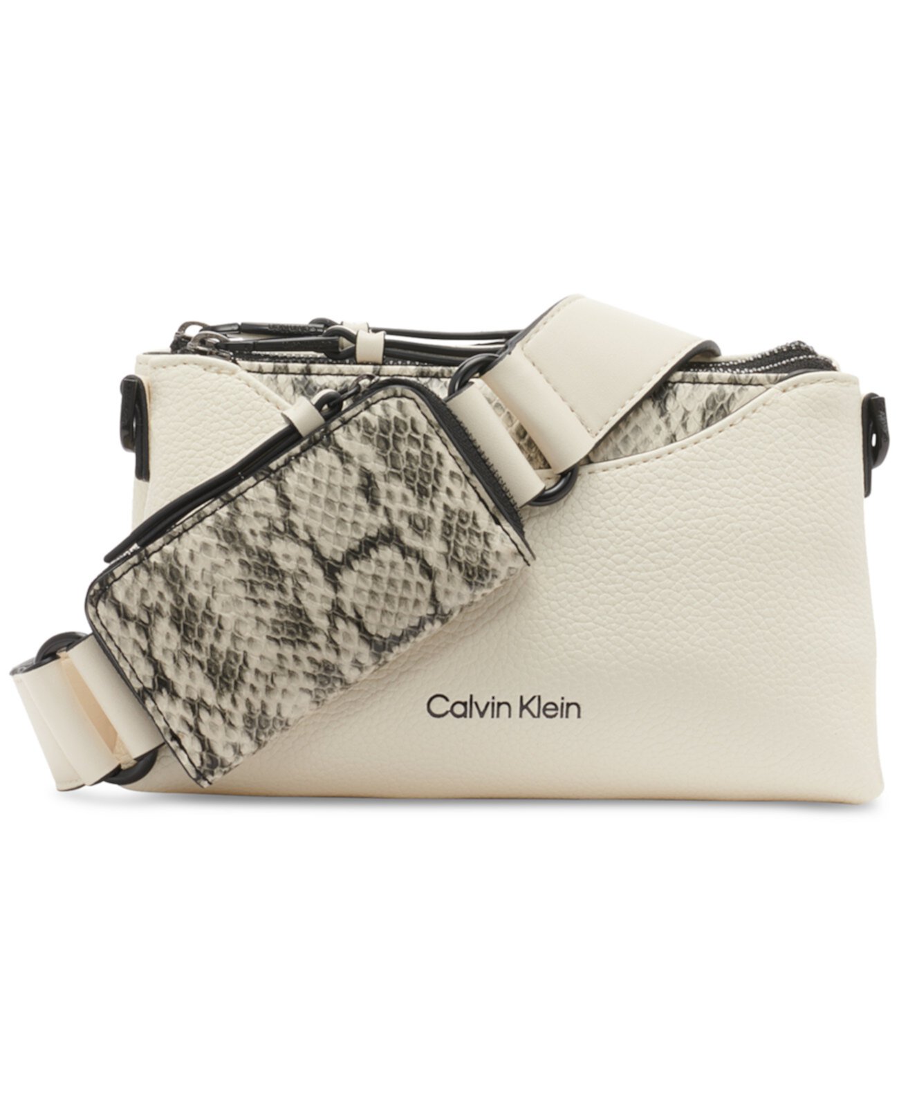 Хромированная регулируемая сумка через плечо на молнии с сумкой на молнии Calvin Klein