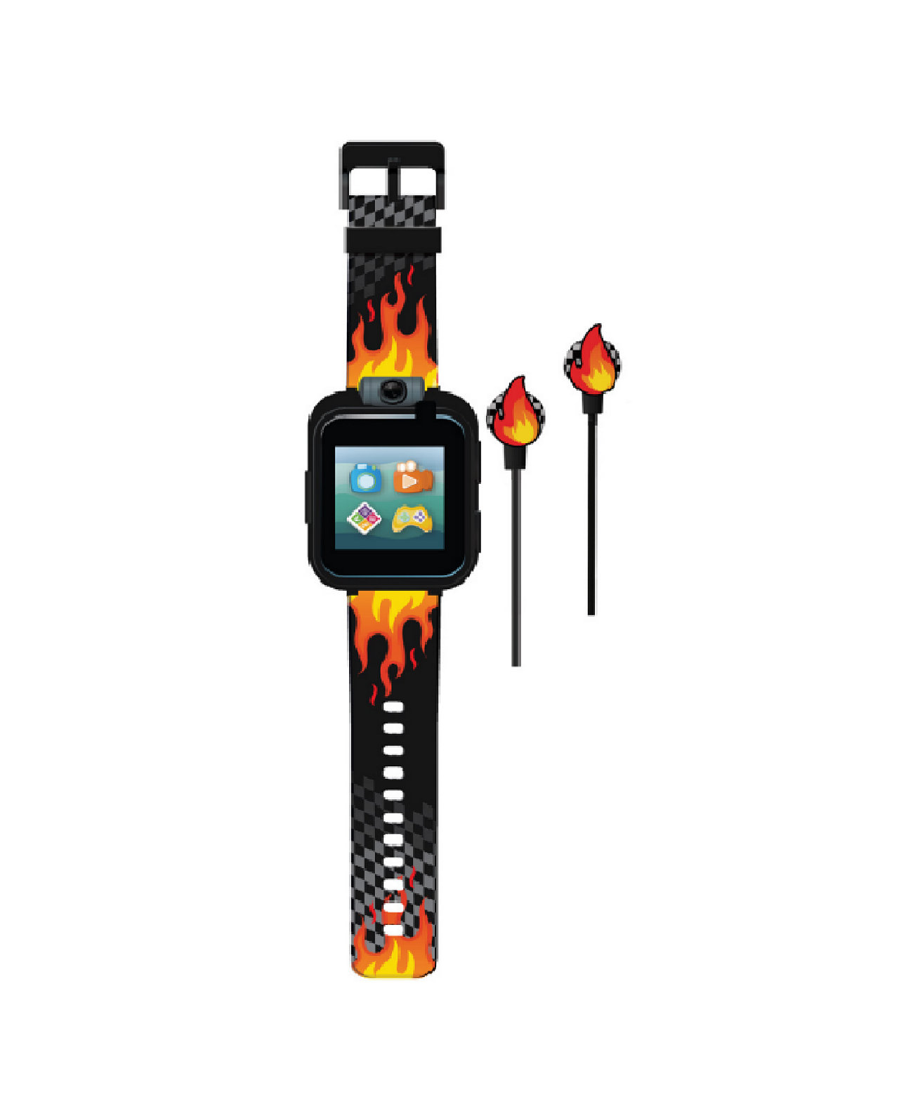 Kids Black and Orange Flame Silicone Smartwatch 42mm Gift Set Playzoom