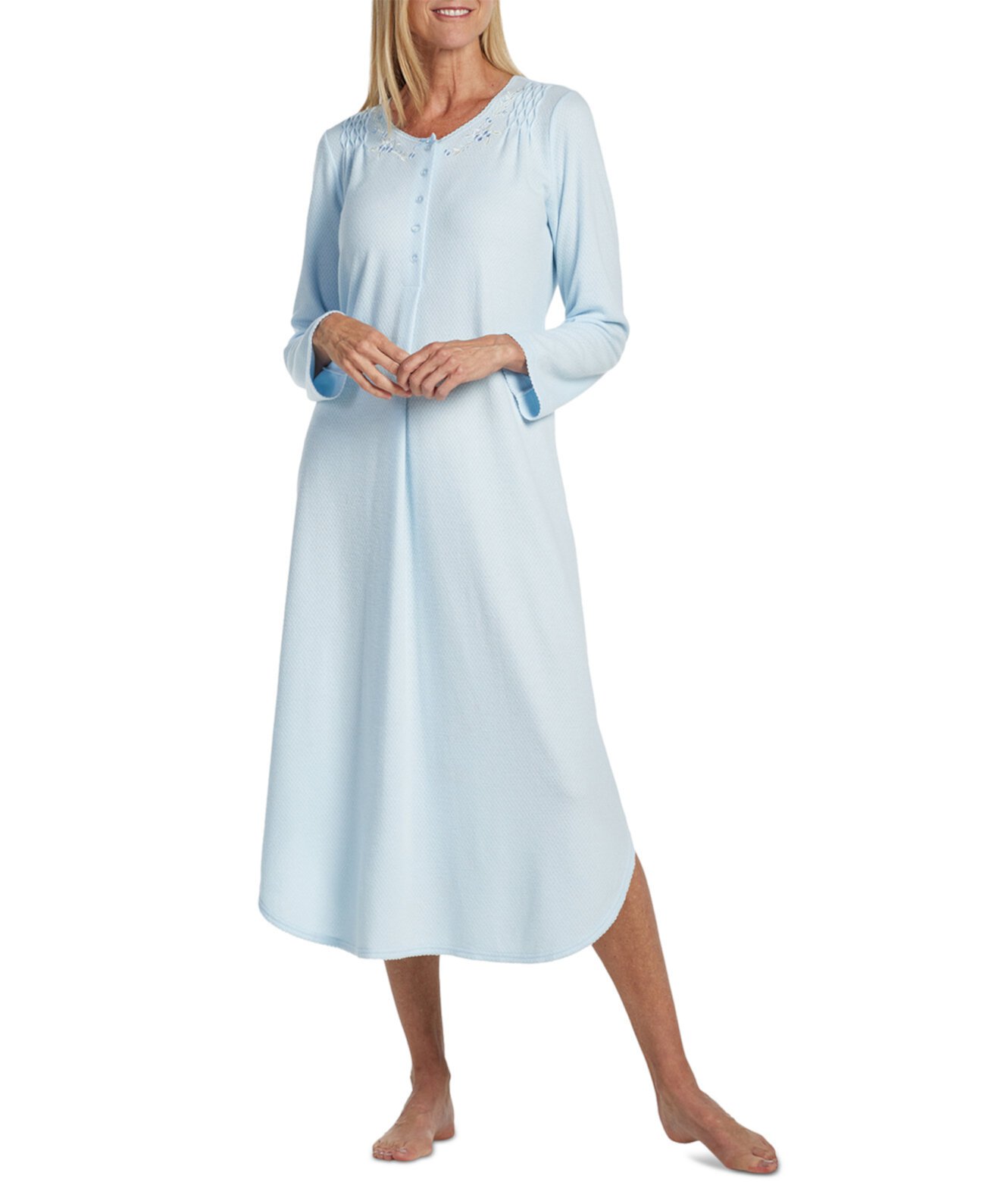 Женская ночная рубашка с длинными рукавами и вышивкой Miss Elaine