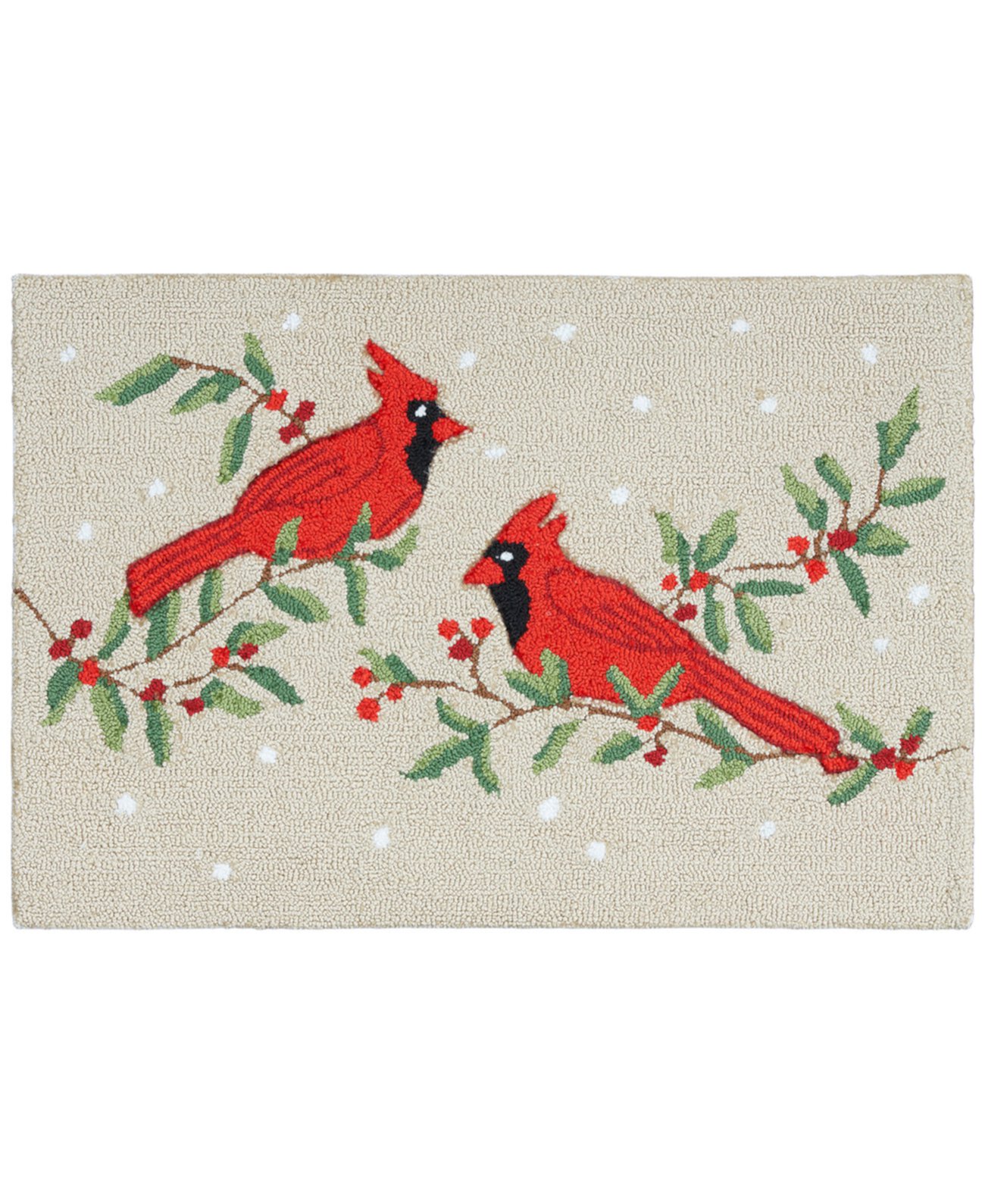 Nourison Cardinals on a Holly Branch Hand Hooked Accent Rug, 20" x 30" Nourison Home