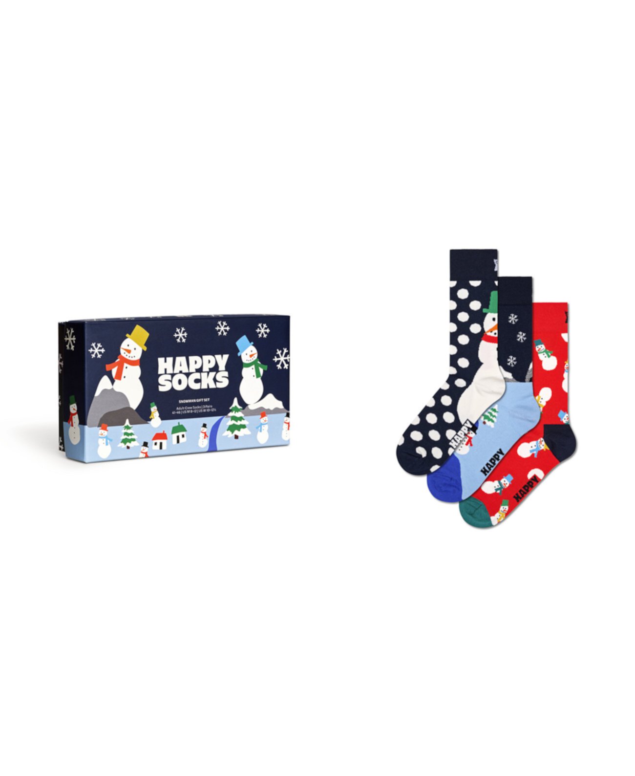 Подарочный набор мужских носков «Снеговик», 3 шт. Happy Socks