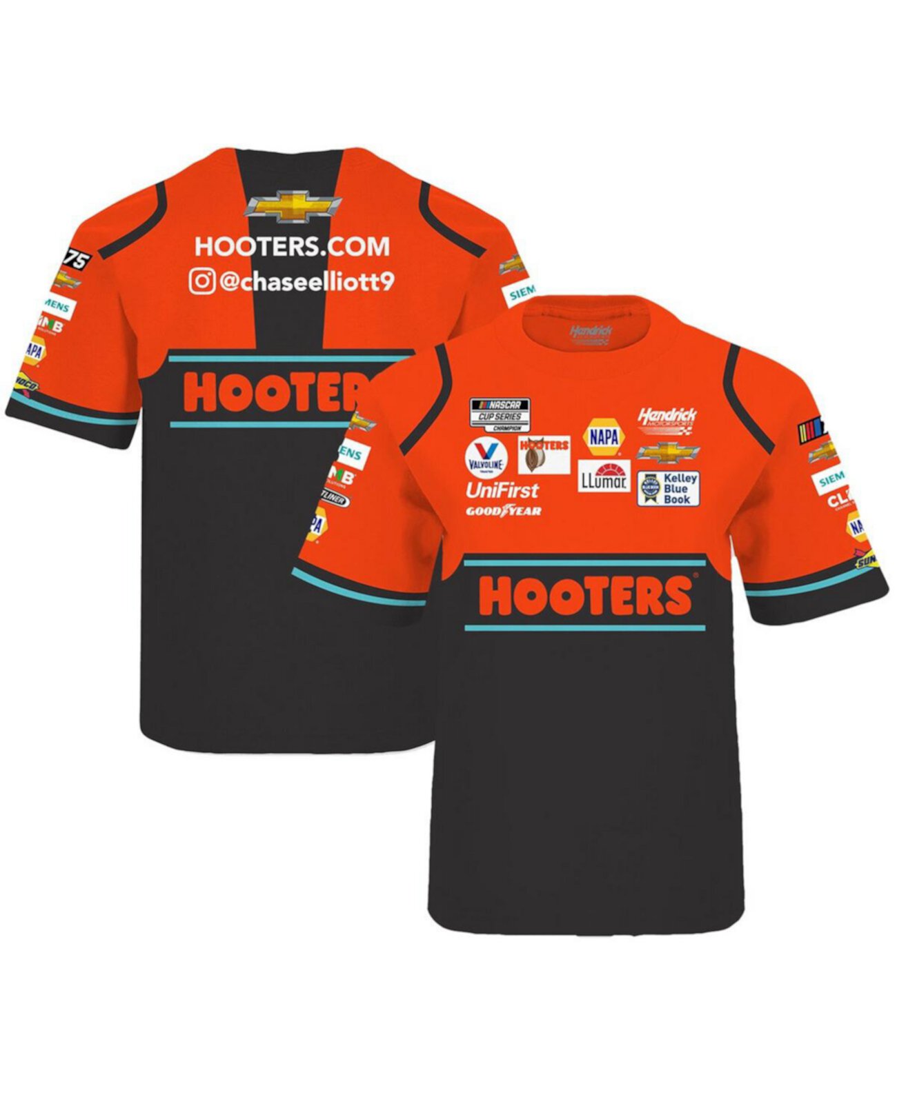 Оранжево-черная сублимированная футболка Big Boys Chase Elliott Uniform Hendrick Motorsports Team Collection