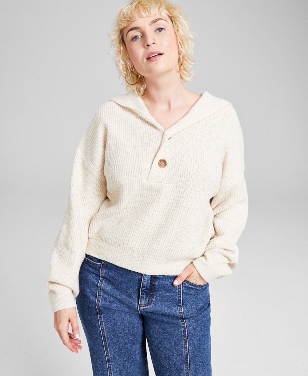 Женский свитер с капюшоном на пуговицах, созданный для Macy's And Now This