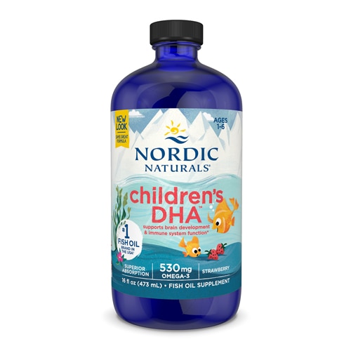 Клубничный рыбий жир для детей DHA 530 мг - 473 мл Nordic Naturals