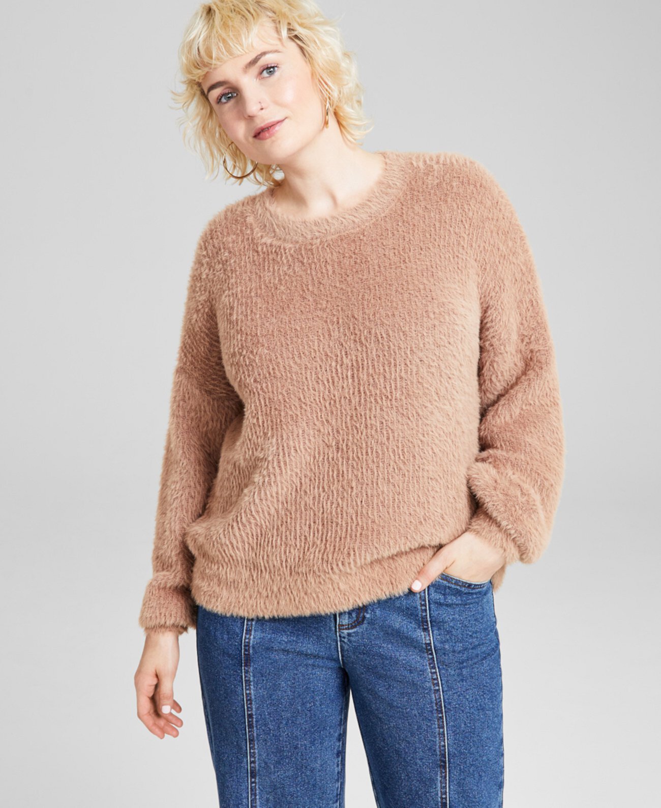 Женский свитер с круглым вырезом и ресницами, созданный для Macy's And Now This