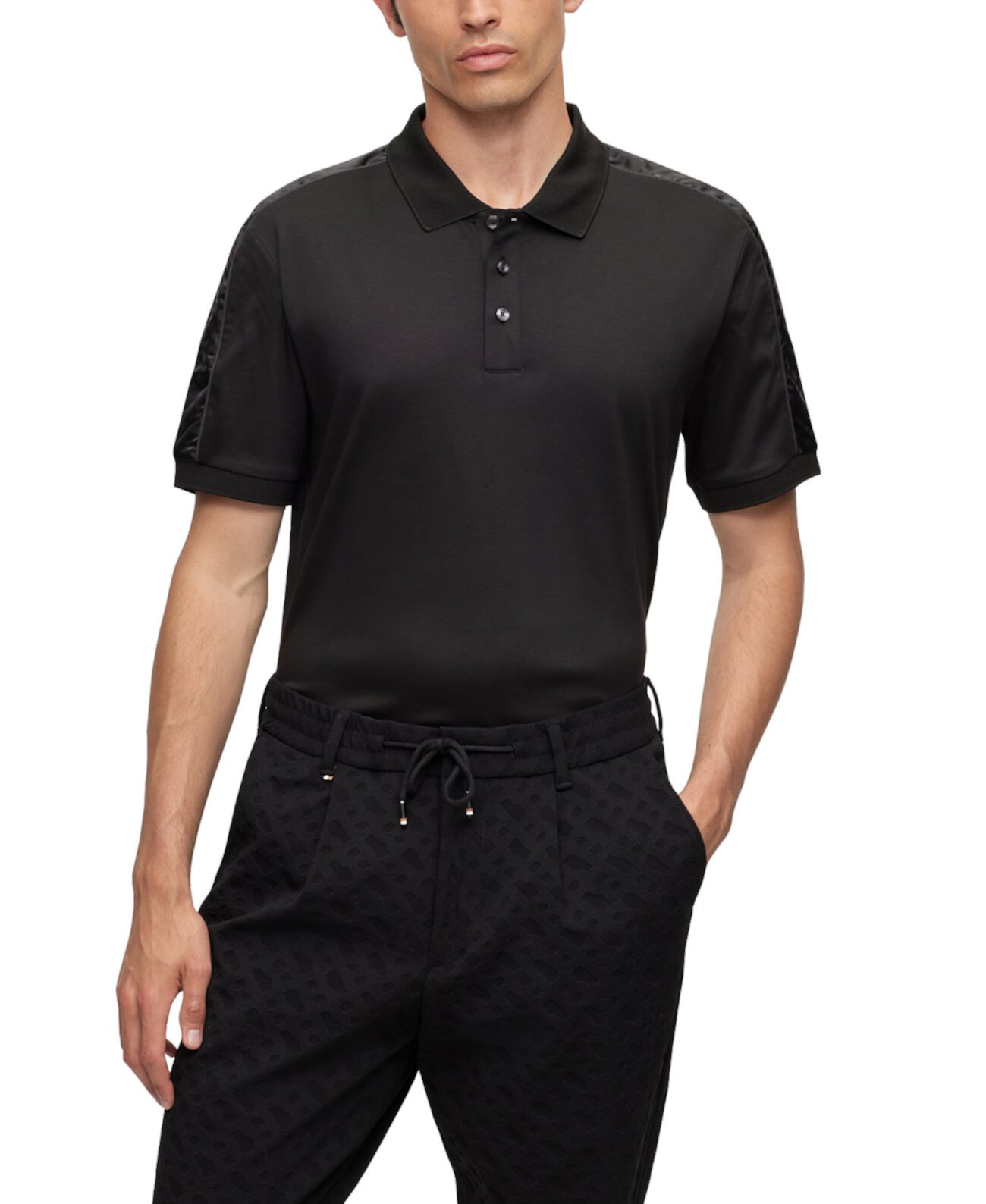 Мужская рубашка поло со структурированной отделкой BOSS