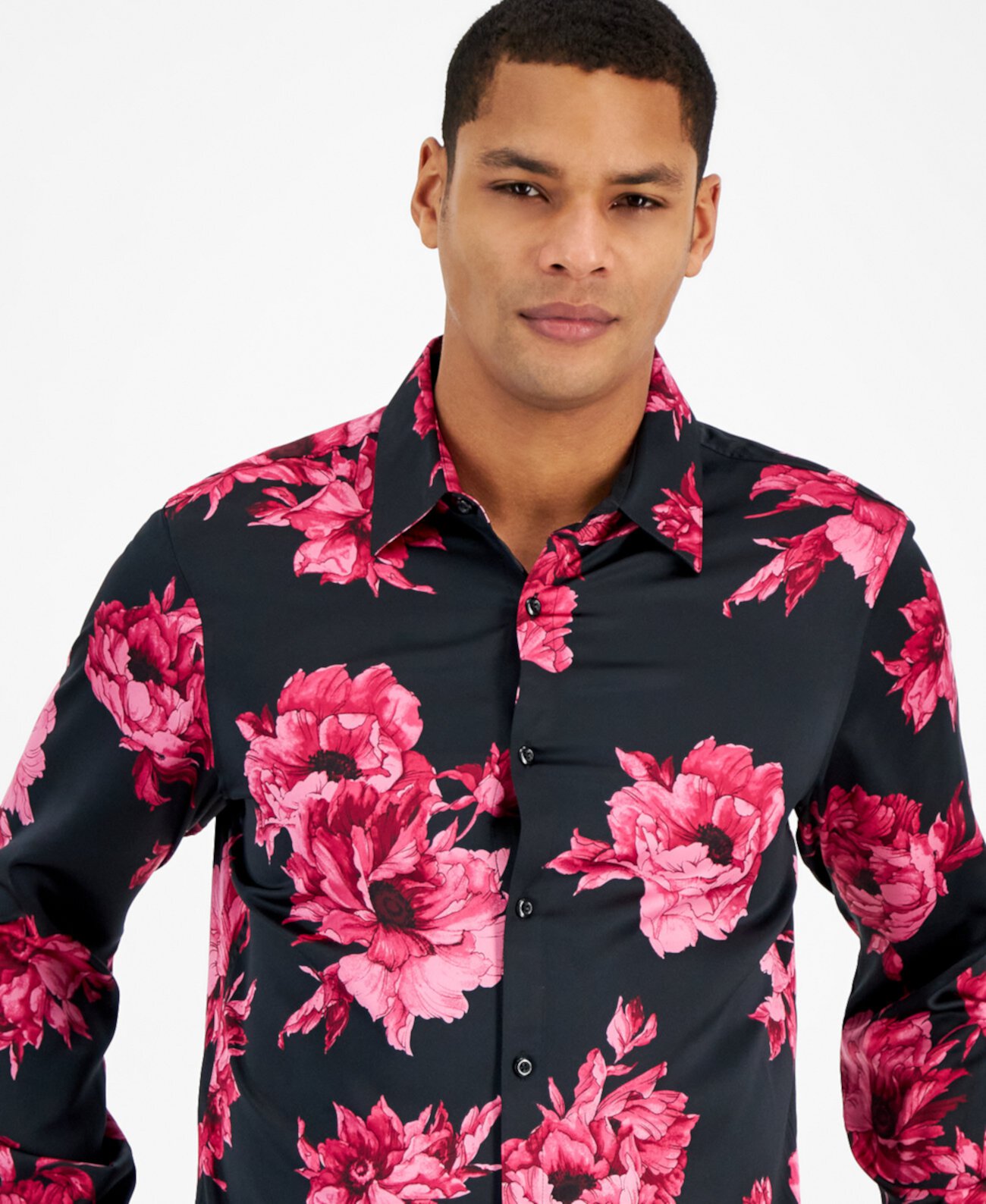 Мужская рубашка Bouquet с длинным рукавом и пуговицами спереди, созданная для Macy's I.N.C. International Concepts